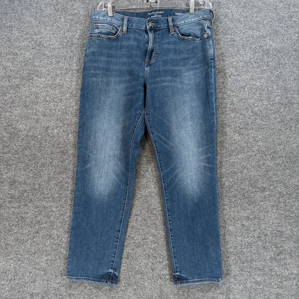 Banana Republic Travel Jean Mens 34x27 Blue Athletic Fit Stretch Denim Pants